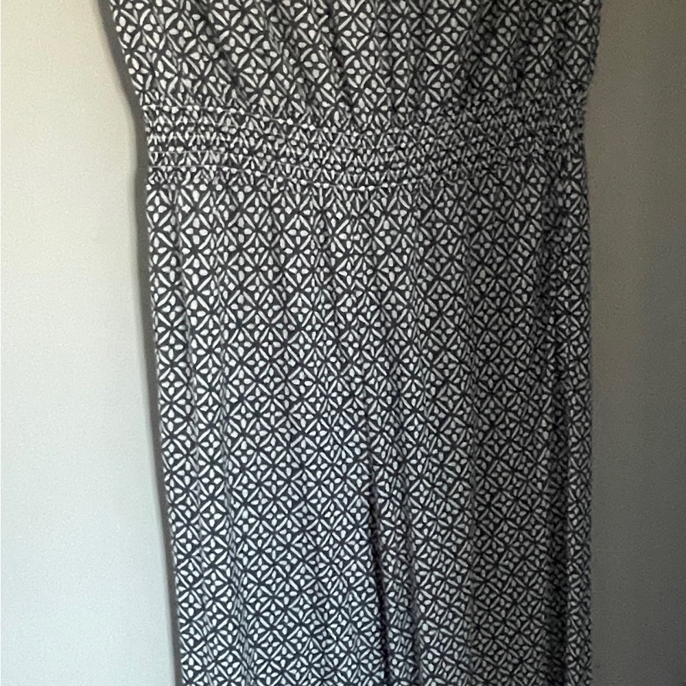 LOFT romper Black and White Geometric strapless
